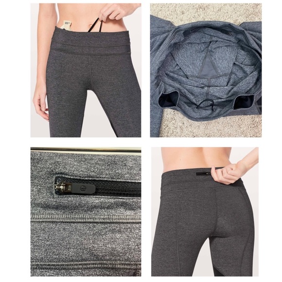 Lululemon Inspire Crop II Luxtreme Heathered Black Leggings Size 10 Style W6AMLS - Picture 8 of 16